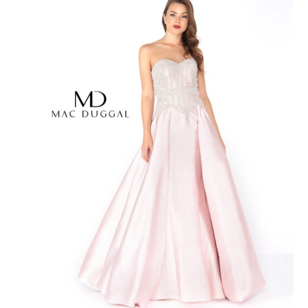 MacDuggal Blush Gown with overskirt.